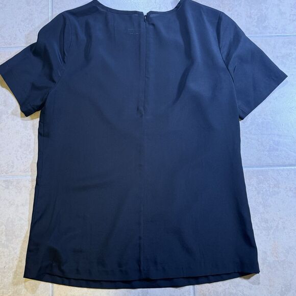 MK Black Short Sleeve Top Blouse Women’s Size 4 Michael Kors Solid Black Keyhole - Picture 5 of 5